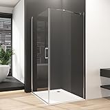 Eckeinstieg Duschkabine Pendeltür 90x75cm Duschabtrennung mit Seitenwand, 75 x 90 Schwingtür Glas...