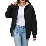 Generisch Fleecejacke Hoodie Damen Kapuzenpullover Teddy Fleece Sweatjacke Herbst Winter Sweatshirt...