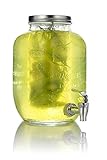 Mary's KITCHEN TOOLS Getränkespender 4 Liter aus Glas mit Fruchteinsatz | mit Zapfhahn |...