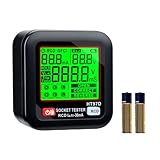 Wigearss Steckdosentester mit RCD-Prüfung und LCD-Voltage-Display, 6 Arten von Fehlerdiagnose,...