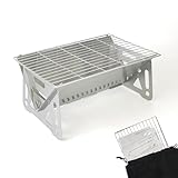 PHOJEWI Tragbarer Mini-Holzkohlegrill, kleiner Grill, Tisch-Feuerstelle für Camping, Terrasse,...
