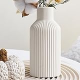 YADOBIG Pampasgras Vase, 20cm Blumenvase Keramik Vasen für Blumen, Weiß Blumenvase Boho Vase für...