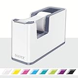 Leitz Klebeband-Tischabroller, Fester Stand, Klebebandabroller inkl. Klebeband, Weiß/Grau, Duo...