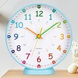 VIVILINEN Lernuhr Kinder Wanduhr Kinderzimmer Lautlos 20cm Wanduhr ohne Tickgeräusche für...