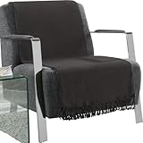 Erwin Müller Sofaüberwurf, Sofaläufer, Sesselschoner anthrazit Größe 75x200 cm - anschmiegsam,...