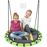 AIYAPLAY Nestschaukel Ø100 cm Tellerschaukel Höhenverstellbare Gartenschaukel bis 150 kg belastbar...