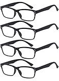 ALWAYSUV 4 Stück Schwarz Federn-Scharnier Lesebrille Klassische Lesehilfen Sehhilfen Brille 3.5