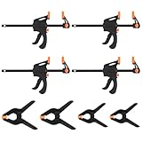 Einhandzwingen, 4 Stück 10,16cm Schraubzwingen Set mit 4 Stk Federzwinge Set(5cm & 7,6cm),...