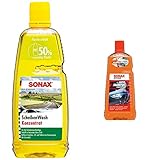 SONAX ScheibenWash Konzentrat Citrus (1 Liter) & AutoShampoo Konzentrat (2 Liter) durchdringt und...