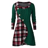 Wtouhe 2020 Weihnachtsshirt für Damen, schräg Kragen, schulterfrei, Weihnachtsmann, bedruckt,...