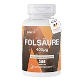 Folsäure 400μg - 365 Tabletten - Kinderwunsch und Schwangerschaft - Hochdosiert - 100% Vegan –...