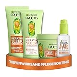Garnier Fructis Keratin Sleek Pflegeset mit Shampoo, Spülung, Maske und Serum, Mit Arganöl und...