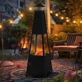 ML-Design Pyramiden Gartenkamin mit Schornstein aus Metall in Schwarz 100 cm hoch, Wetterfester...