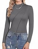 Zeagoo Rollkragenshirt Damen Slim Fit Thermooberteil Basic Langarm Thermoshirt Elegant Stehkragen...