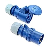 IntuiFlex CEE Camping Stecker und Kupplung Set 3-polig 230 V 16 A IP44 mit Schraubklemmen - Caravan...