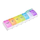 Jsdoin Tablettenbox 7 Tage, Pillendose 7 Fächer Regenbogen Tablettenbox, Medikamentenbox Leicht Zu...