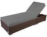 RS Trade Sonnenliege Palermo Braun/Grau - Outdoor Liege mit beständigem Poly-Rattan-Geflecht -...