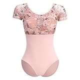 Ballett-Trikot für Frauen Erwachsene Schmetterling Blumendruck Rückenfrei Gymnastik Trikot mit BH...