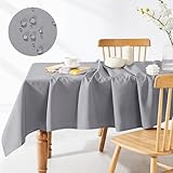 Deconovo Tischdecke Outdoor Wetterfest 220x130 cm Grau Tischdecken Abwaschbar Lotuseffekt...