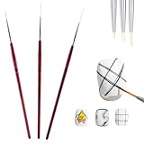 Nagel Pinsel Set, 3 Stück Nagel Liner Pinsel, Bürste, Nail Art Dekorative, 11 mm Liner Brush für...