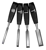 Work It Meißel-Set - 4-teiliges Holzmeißel-Set mit 10, 12, 19, 25 mm Stahl Schrägkantenklingen -...