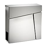 Wiltec Designer Briefkasten V23 Edelstahl 370 x 105 x 370 mm, Wandbriefkasten mit Schloss und...