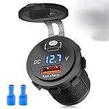 70W Auto Ladegerät USB C und USB A, Schnellladegerät PD+QC3.0 12V/24V mit LED-Display für...