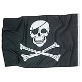 Amscan 9902133 - Flagge Pirat, 92 x 60 cm, Piratenschiff, Mottoparty, Dekoration, Schwarz
