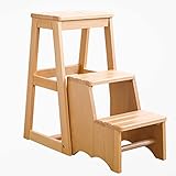 JKJZSALJ Multifunktionaler Indoor-Blumenständer Tritthocker, 3-stufiger tragbarer Holz-Tritthocker,...