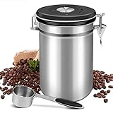 Shayson Kaffeedose 500g Bohnen Kaffeedose Luftdicht 1500ml mit Löffel und Kalenderrad, Edelstahl...