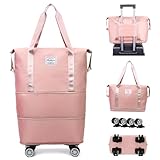 Faltbare Reisetasche, erweiterbare Reisetasche mit Rollen, Wochenend-Reisetasche mit abnehmbaren...