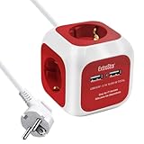 EXTRASTAR Steckdosenwürfel mit 2 USB-Anschlüssen(5V/2.1A), 4-Fach Steckdosenleiste mit 1.5M Kabel,...