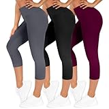 TNNZEET 3er Pack Capri Leggings Damen 3/4 für Sport, 7/8 Leggins High Waist Sporthose für Gym...