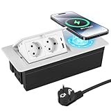 Versenkbare Steckdosenleiste, Schreibtisch Einbausteckdose Steckdose mit USB und Induktion,...