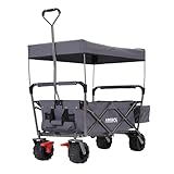 Arebos Bollerwagen faltbar mit Dach | Handwagen | Transportkarre Gerätewagen inkl. 2 Netztaschen...