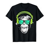 Monkey DJ mit Kopfhörer und Sonnenbrille Geschenkidee, Kurzarm , T-Shirt