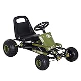 HOMCOM Go Kart Tretauto Tretfahrzeug mit Handbremse, Vor- und Rückwärtsgang, Kinderfahrzeug...