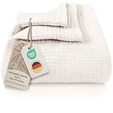LAYNENBURG Premium Musselin Tagesdecke 180x220 cm - 100% Baumwolle - extraweiche Baumwolldecke als...