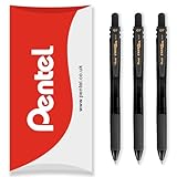 Pentel Energel X BL107 Gel-Tintenroller, einziehbar, 0,7 mm Spitze, schwarze Tinte, in...