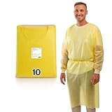 ADEBO Medical® | 10St. | Gelb | Einweg PP+PE Schutzkittel Optimaler Schutz Einmal Kittel mit...