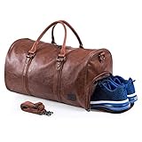 Reisetaschen Herren Leder Wasserdicht Weekender Tasche Großen Kapazität Reisetasche Unisex Vintage...