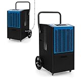 FANTASK Luftentfeuchter mit 4 Rädern, Bautrockner 66 L/Tag mit Pumpe & Ablaufschlauch, Industrie...