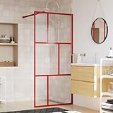 Rantry Walk-in Duschwand mit klarem ESG Glas Rot 80x195 cm Badewannenabtrennung Bad Duschwand...