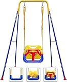 Babyschaukel, 3-in-1-Babyschaukel für drinnen und draußen mit Gestell, Kinderschaukel mit...