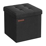 SONGMICS Sitzhocker mit Stauraum, kleine klappbare Sitzbank, 30 x 30 cm Fußbank, Aufbewahrungsbox,...