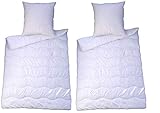 Bettenset 2X Bettdecke und 2X Kopfkissen = 4 teiliges Set Premium Weiss Allergiker Steppbett...