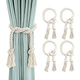 GlasFlength Vorhang Raffhalter, 4 Stück Boho Raffhalter für Vorhänge Handgestrickte Gardinenband...