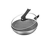 Aioneer Kochtopf, Bratpfanne, Edelstahl-Wok, Antihaft-Pfanne Ohne Ölrauch, Haushalts-Wokpfanne,...