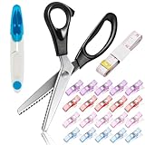 Zackenschere Stoffschere,9.2 Inch Edelstahl Schneider Zick Zack Schere für Stoff mit Schere,20...
