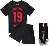 Fußballtrikot für Jungen, 2024/2025 Barca Home Lamine Yamal #19 Fußballtrikot mit kurzem Set,...